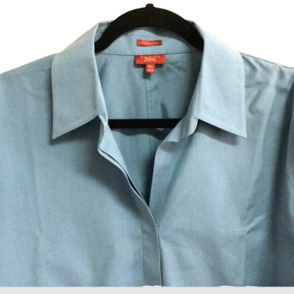Talbots Women Size 18W Blouse Top Shirt Wrinkle Resistant Blue Button Front - Picture 3 of 7